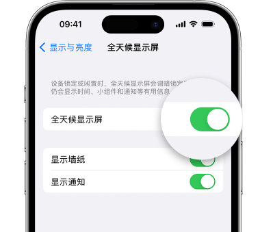 东成镇苹果15预约维修分享iPhone15如何设置全天候显示屏幕可见 
