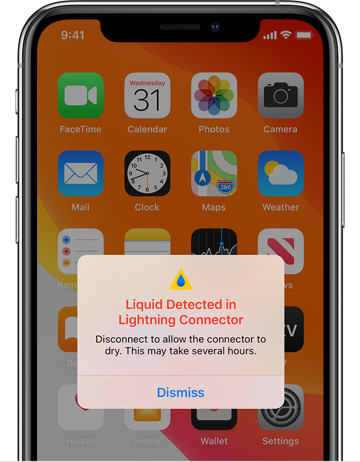 东成镇苹果手机维修分享iPhone 12 在充电时出现 “闪电接口检测到液体”的提示怎么办 